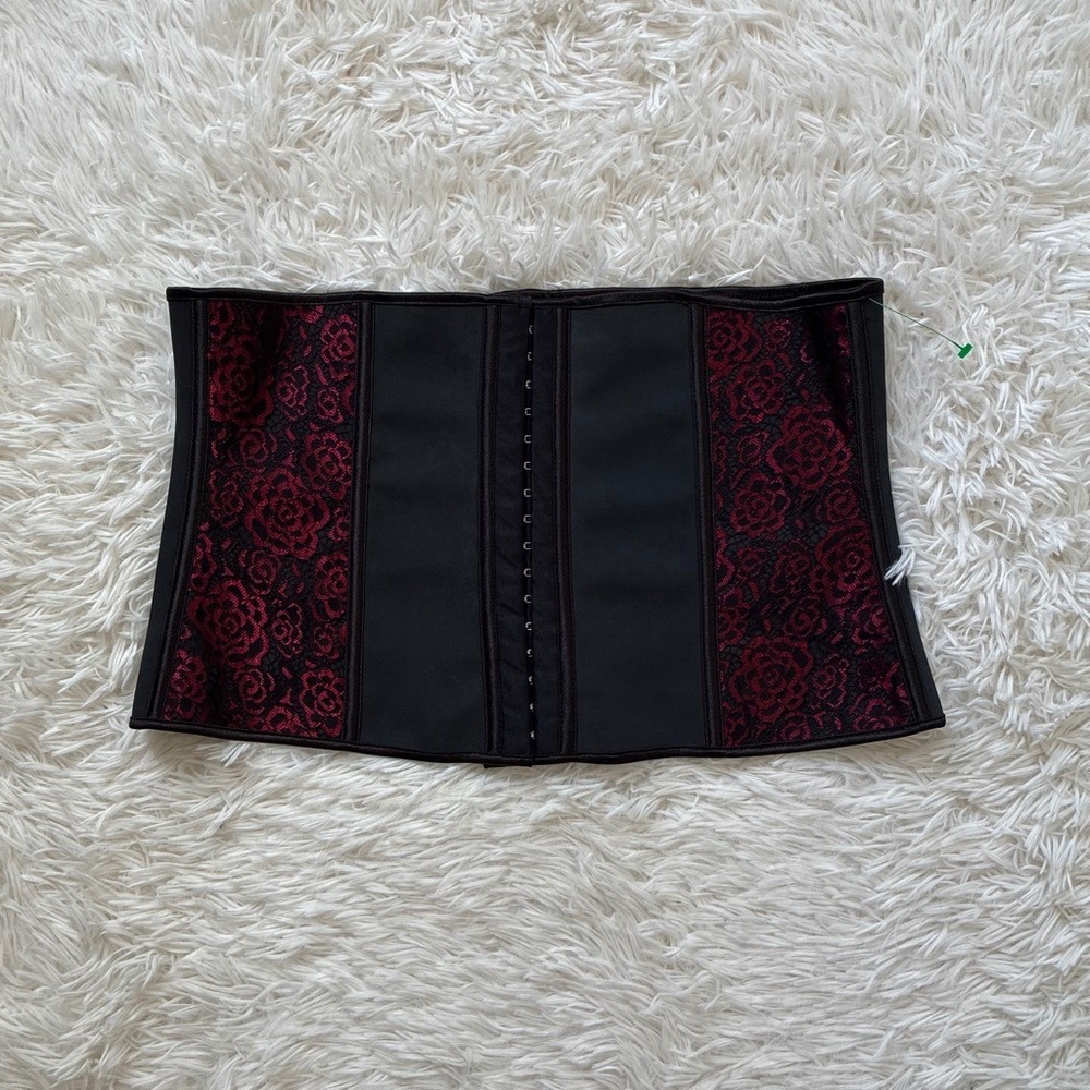 Tirain Women Black Red Floral Lace Waist Trainer Cincher Corset Shapewear 3XL